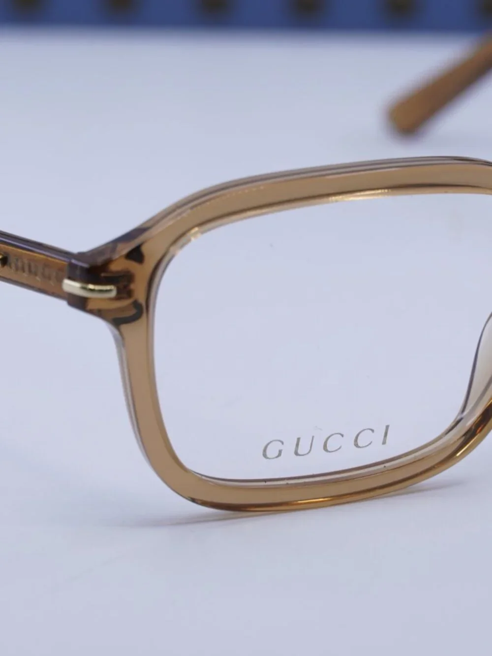 Gucci GG1446O 004 Rectangle Eyeglasses - Transparent Brown 56mm